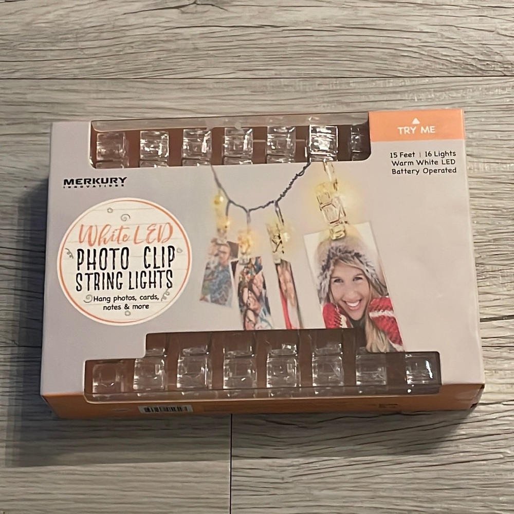 White LED photo clip string lights